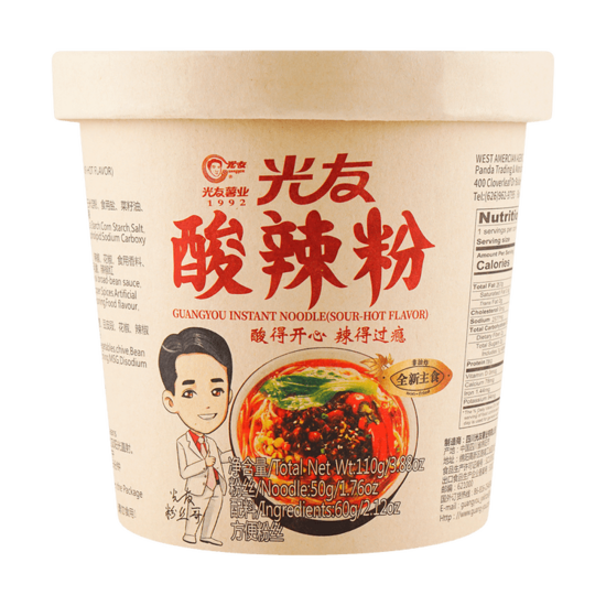 Guangyou Sweet Potato Instant Noodle – Hot & Sour Flavour (110g Cup)