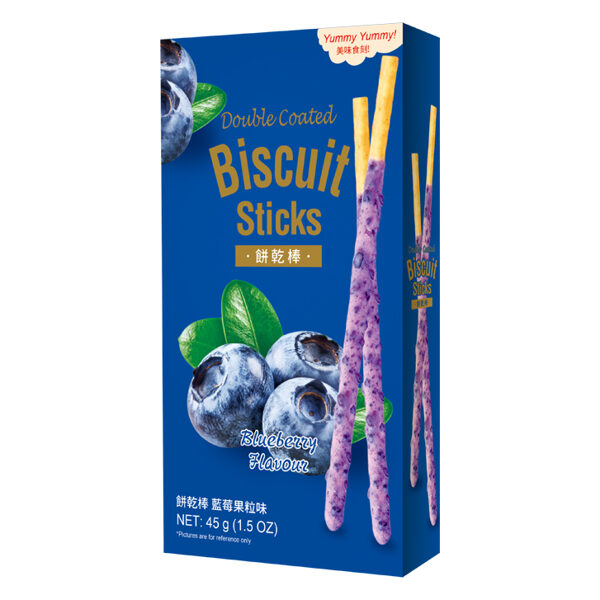 Double Coated Biscuit Sticks - Double Blueberry Flavour 45g box