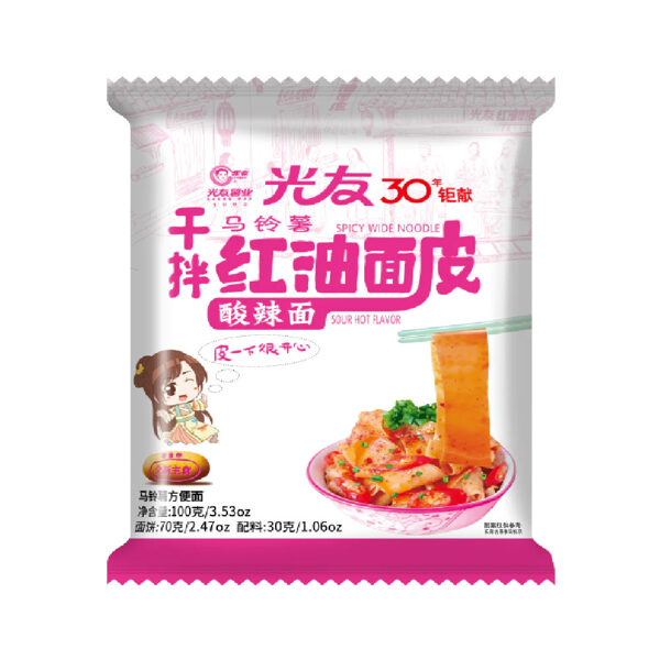 Spicy Wide Noodle - sour hot flavour 100g bag